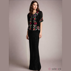 VINTAGE~LAURENCE KAZAR~100% SILK~GOWN~SEQUINED~NWOT~